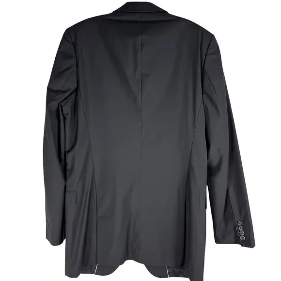Hugo Boss Super 120s Wool Blazer Black Logo Lined Size 42L